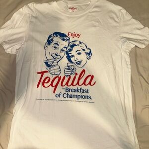Sundays White Tee with Red and Blue Graphic